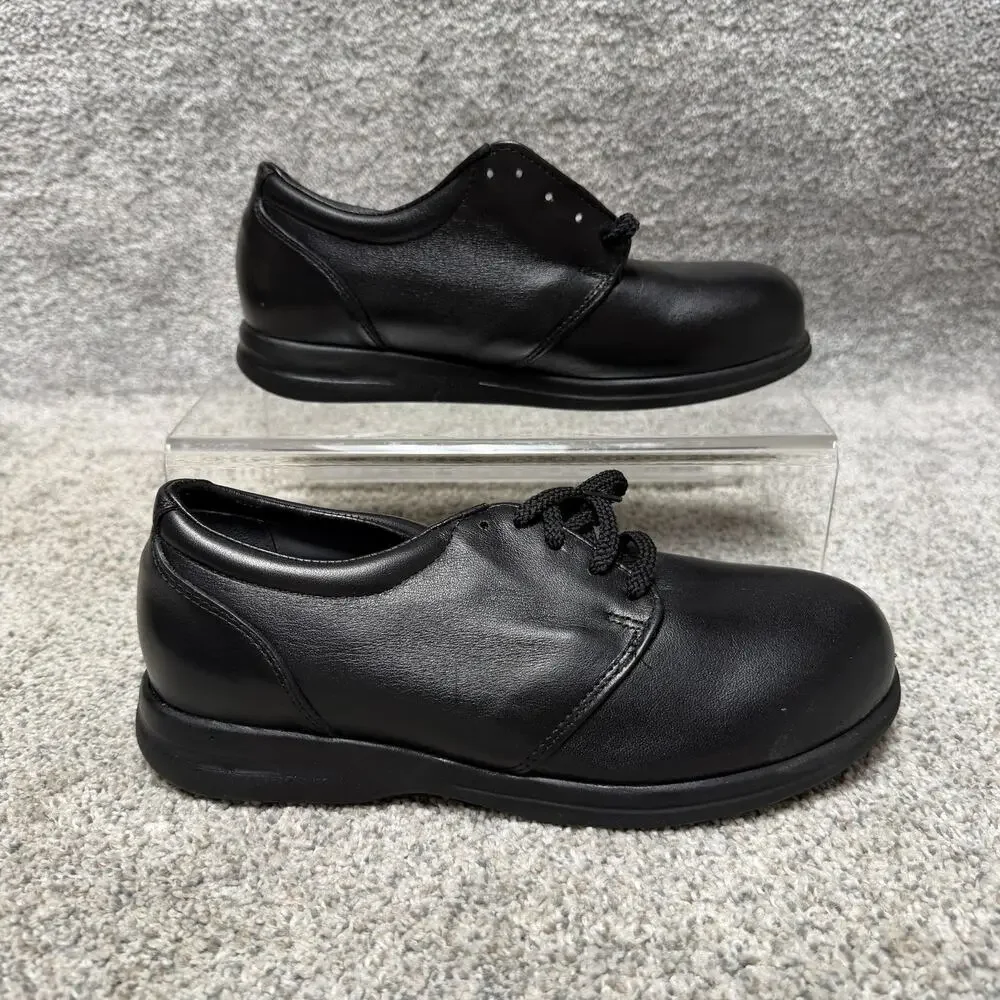 P.W. Minor Simplicity 11053 Shoes Mens 7 D Black Leather Derby Dress Cushioned